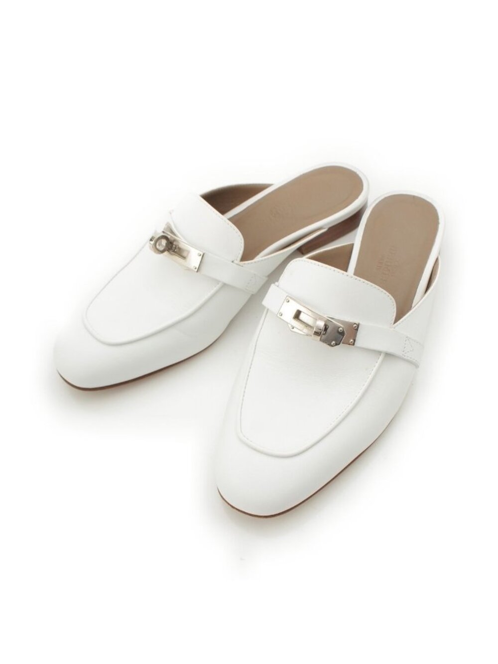 Hermes OZ Calfskin Kelly Sandals Slip-on White